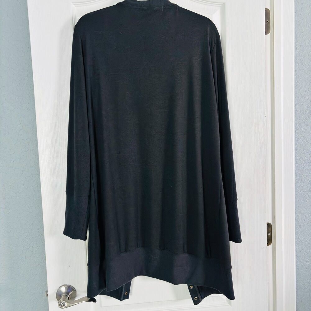 MEROKEETY Spring Knit Cardigan Sweater Snap Button Down Open Front Black Top - Picture 2 of 10